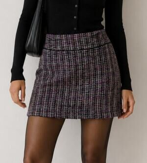 Vintage 90s Rachelle Silk Wool Tweed Mini Skirt Size 6 Pink Academia Y2K Preppy